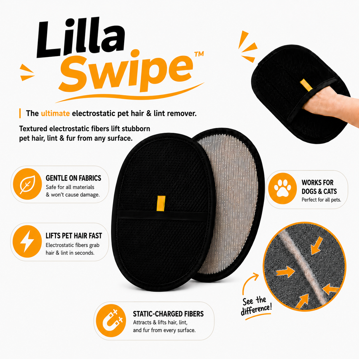 Lilla Swipe™ – Pet Hair Removal Glove