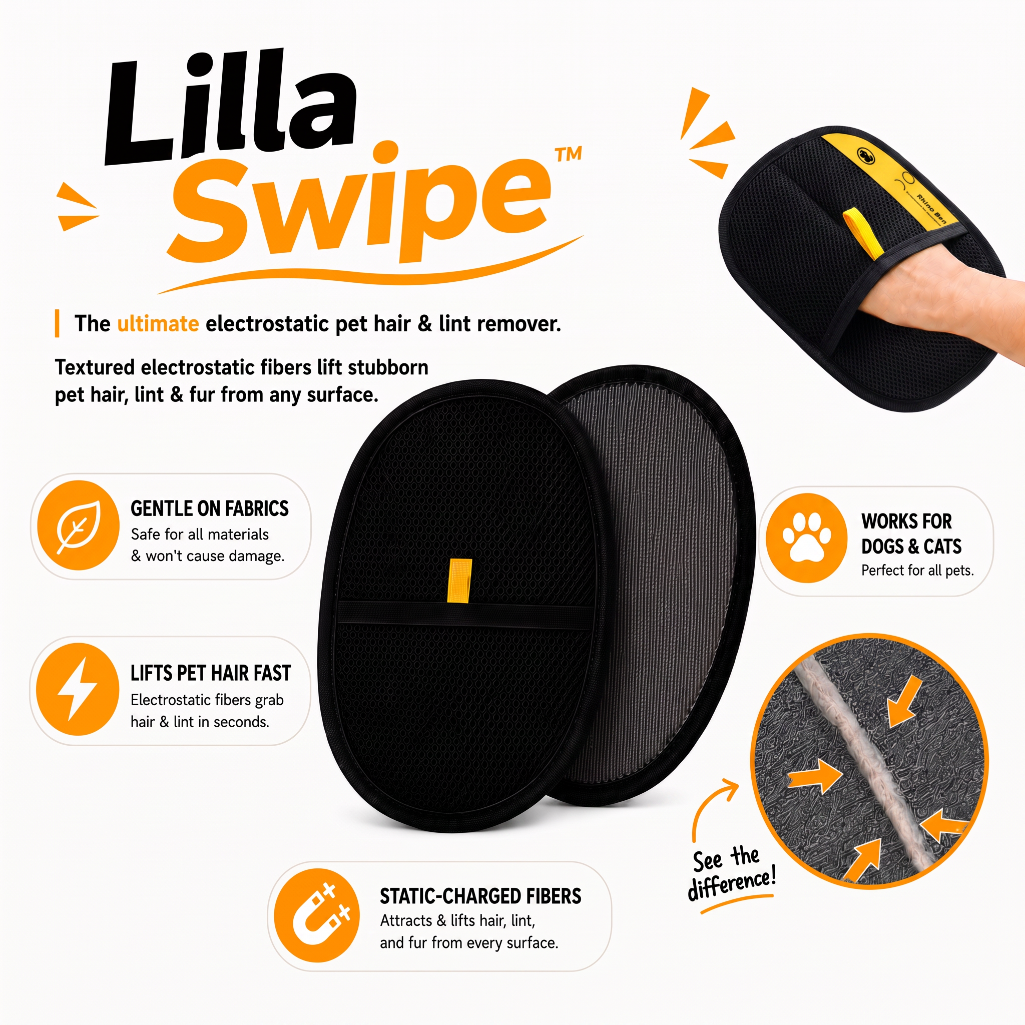 Lilla Swipe™ – Pet Hair Removal Glove
